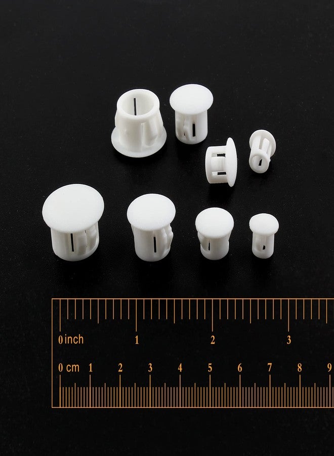 Suiwotin 200pcs 4 Sizes Assorted Plastic Hole Plugs, Flush Type Plastic Plugs for Hole, Snap in Locking Hole Tube, 1/4 Inch, 5/16 Inch, 3/8 Inch, 1/2 Inch Furniture Post Pipe Insert End Caps (White) - Image 3